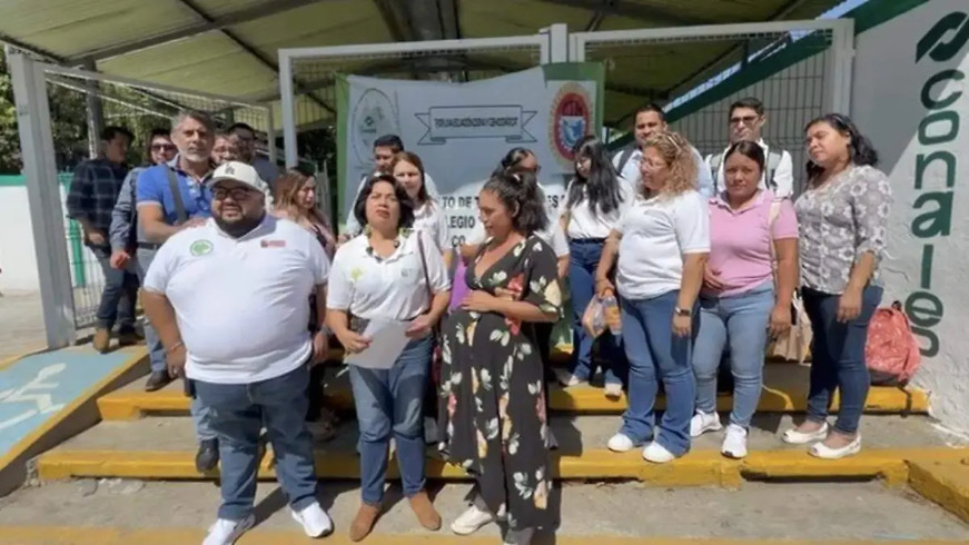 Paro docente en Tuxtla Chico cumple cuatro días por demandas laborales