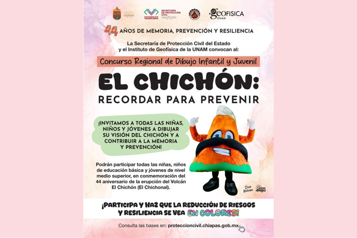 Convoca Protección Civil al Concurso Regional de Dibujo Infantil y Juvenil “El Chichón: Recordar para prevenir”