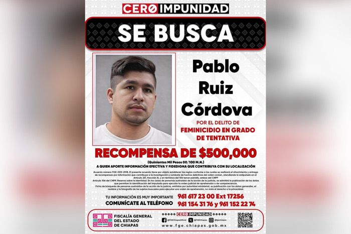 Ofrecen recompensa de 500 mil pesos por agresor de mujer en Cintalapa